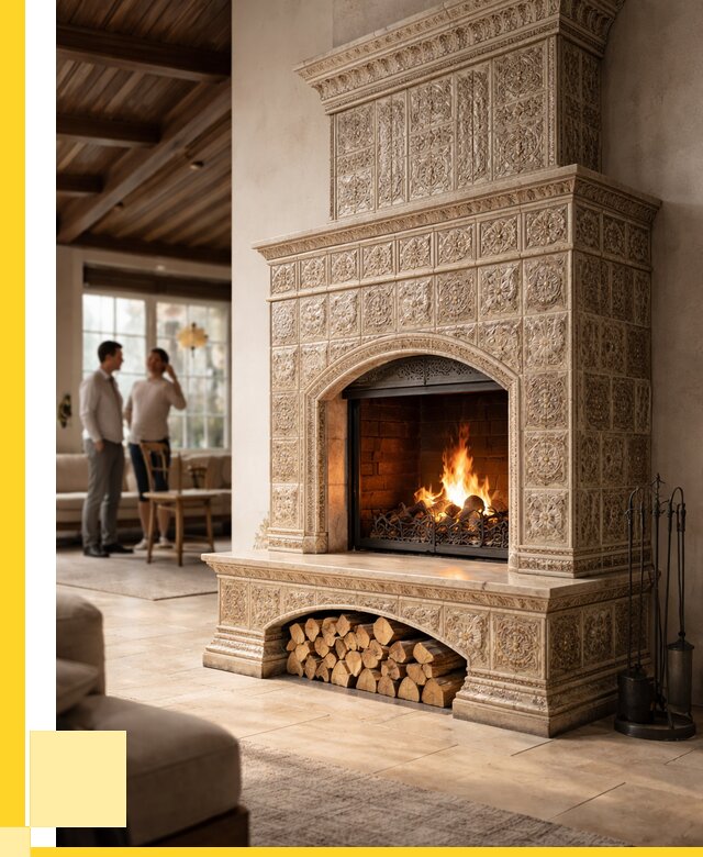 Купить изразцовый камин в Кисловодске от 267350 р. | ЭриданКсл