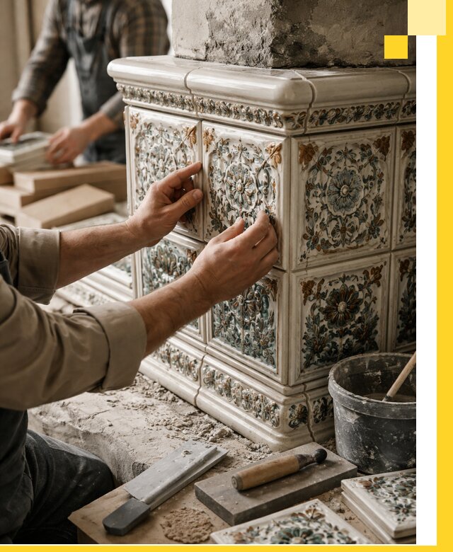 Изразцовые камины под ключ в Кисловодске: проект и монтаж