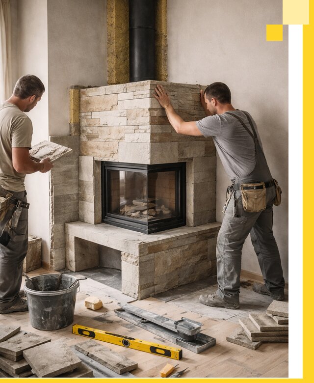 Угловые камины под ключ проект, монтаж и отделка в Кисловодске