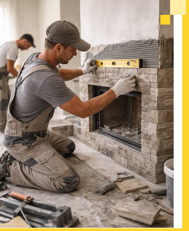 Облицовка каминов в Кисловодске, монтаж и отделка натуральным камнем