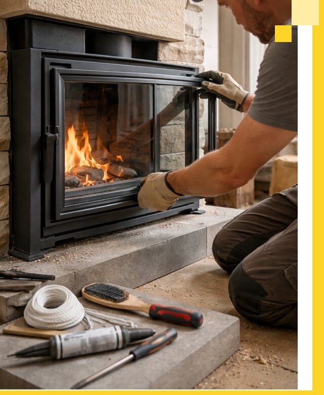 Производство, монтаж и доставка каминов со стеклом в Кисловодске