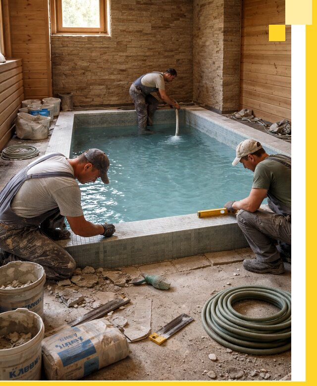 Проектирование и строительство бассейнов для бани в Кисловодске