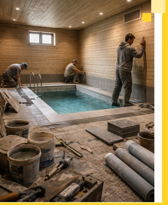 Строительство бани с бассейном и сауной под ключ в Кисловодске