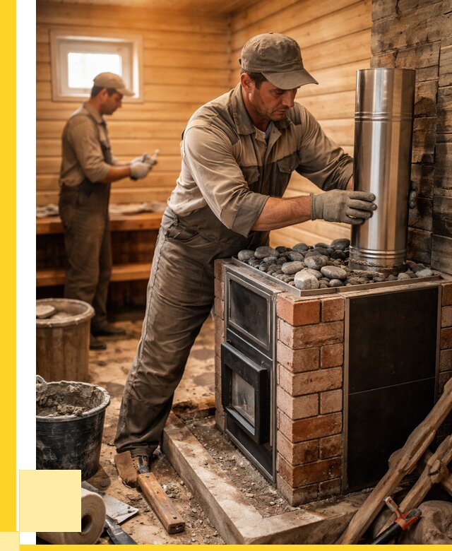 Монтаж печи в бане под ключ в Кисловодске от 21388 р. | ЭриданКсл