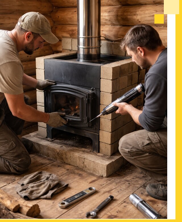Монтаж и установка печи в бане под ключ с гарантией в Кисловодске