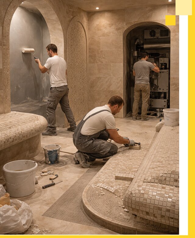 Строительство бани с хамамом и бассейном под ключ в Кисловодске