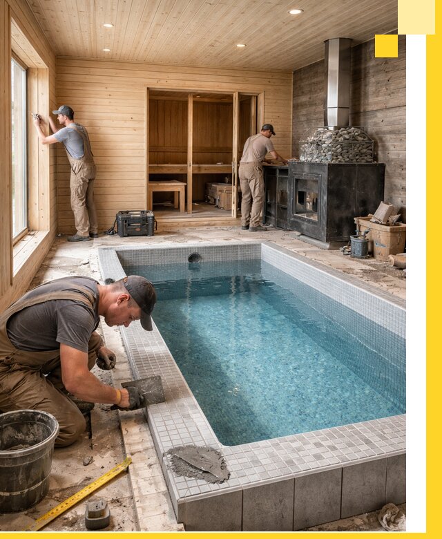 Проект бани с бассейном и сауной в Кисловодске под ключ