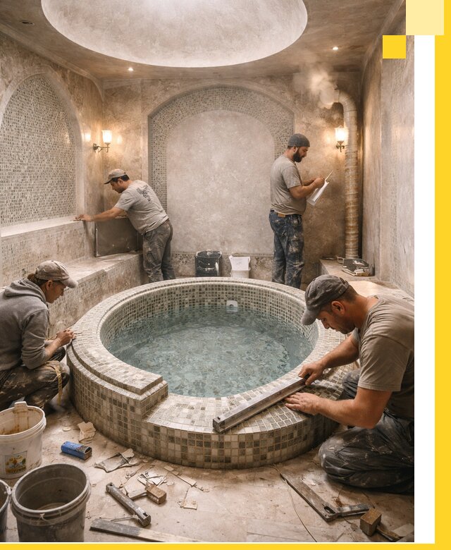 Профессиональное строительство хамама с бассейном в Кисловодске под ключ