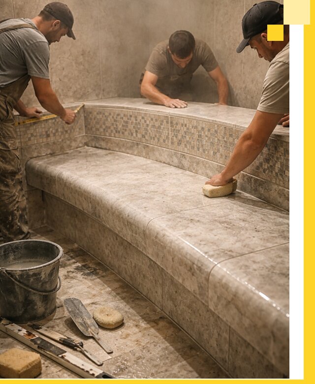 Изготовление и установка сидений для хамама в Кисловодске